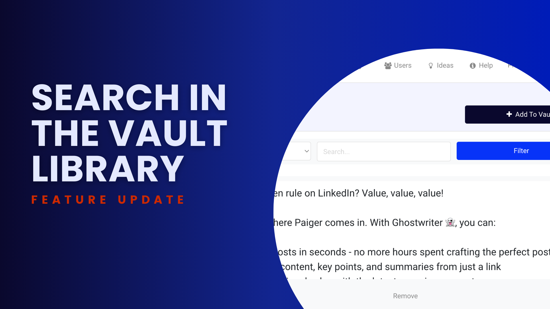 Search in the Vault library